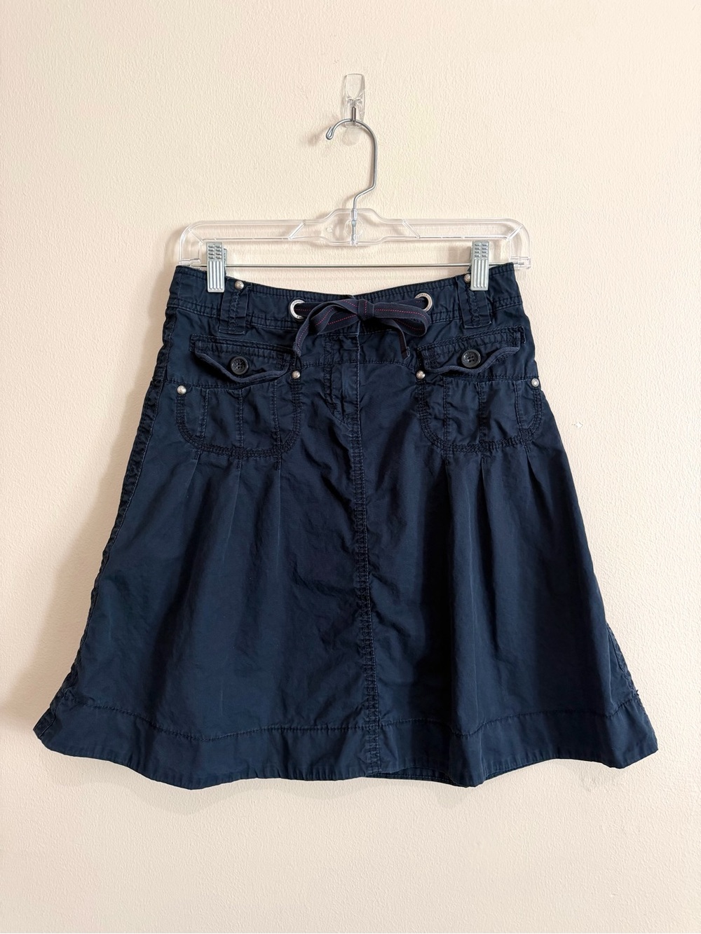 Esprit Navy Blue 100% Cotton Cargo A-Line Mini Skirt Utility Y2K 90s Size 4